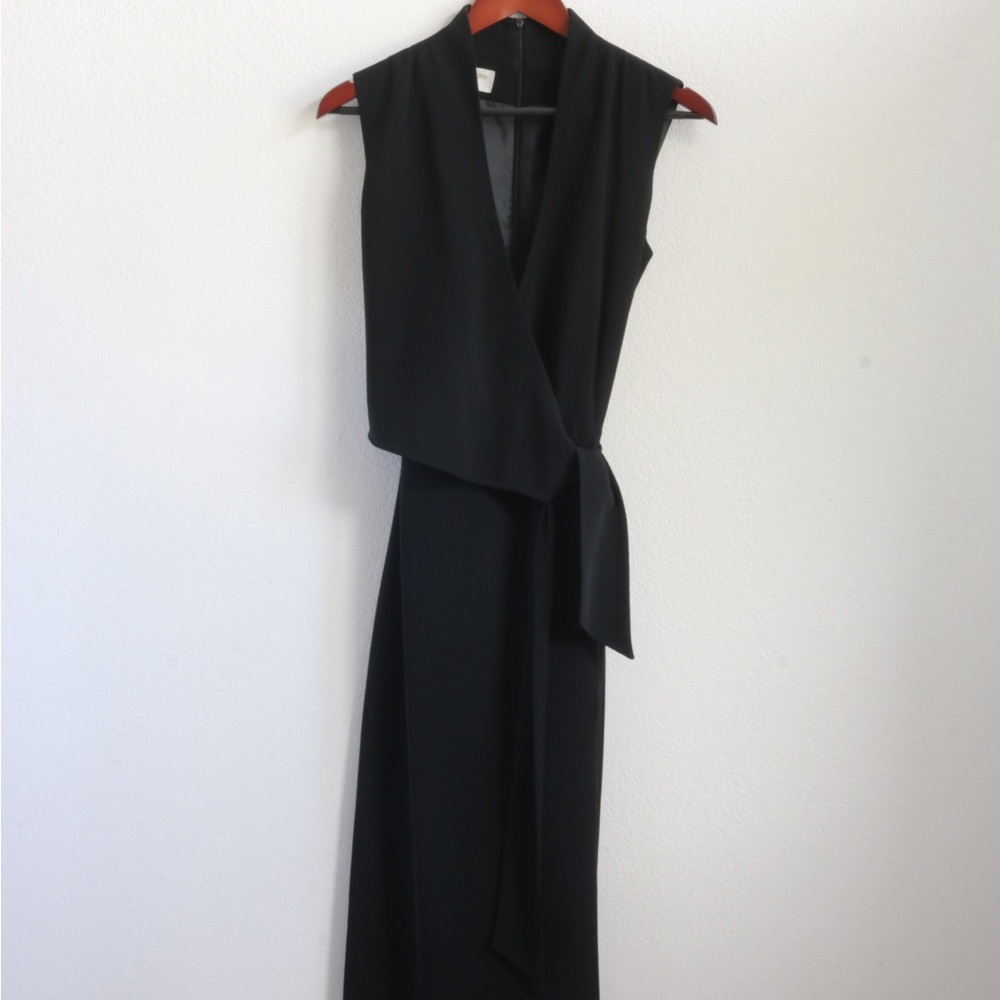 Vintage Jones New York Black Sleeveless Wrap-Front Maxi Dress